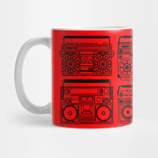 Four classic boomboxes. Mug